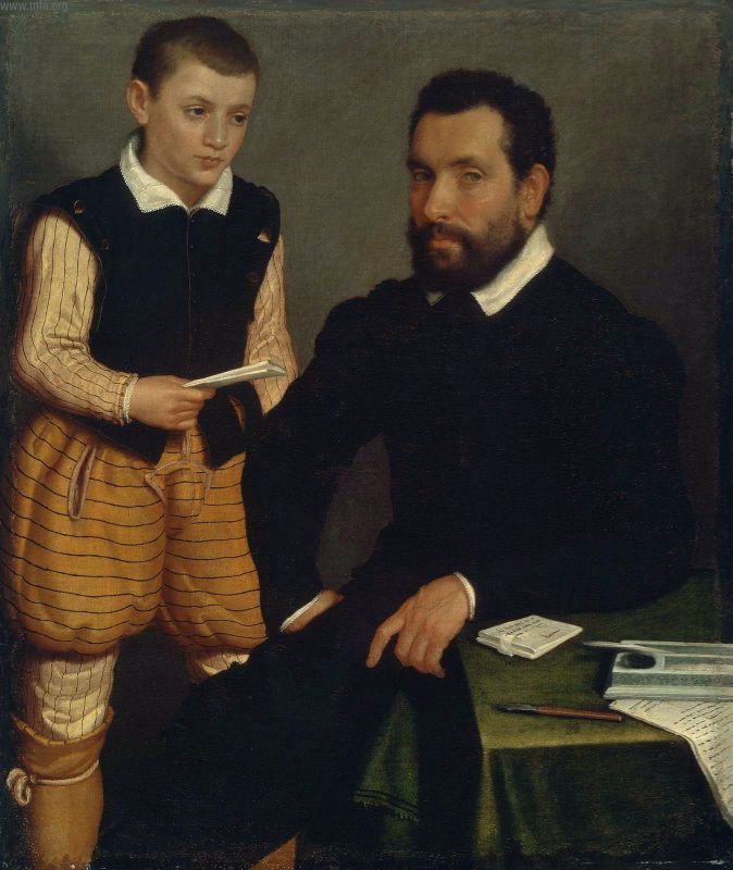 Portrait d’un homme et d’un garçon (Comte Alborghetti et Fils) - Giovanni Battista Moroni - Alpha Reproduction