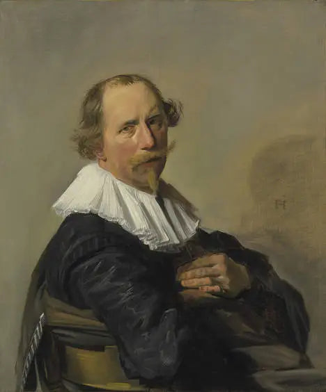 Portrét muže nakloněného nad opěradlem židle - Frans Hals