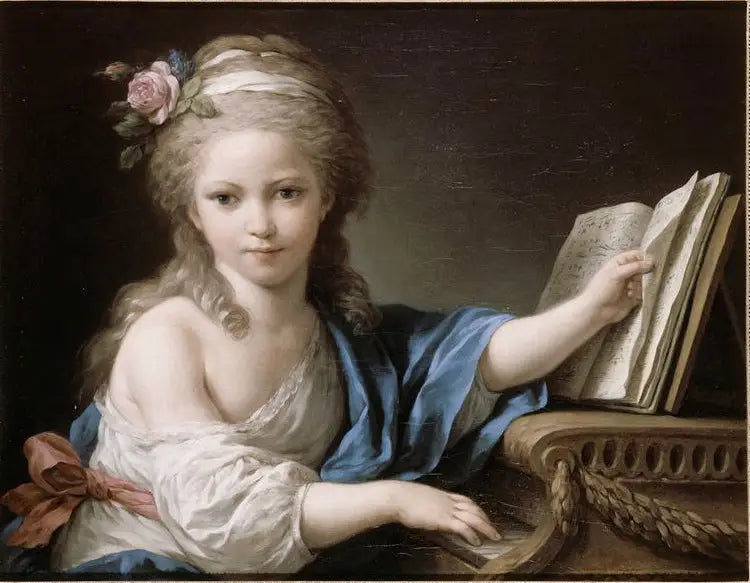 Převzatý portrét Joséphine, dcery Bergereta de Grancourtu, hrající na klavír - Louis Jean François Lagrenée