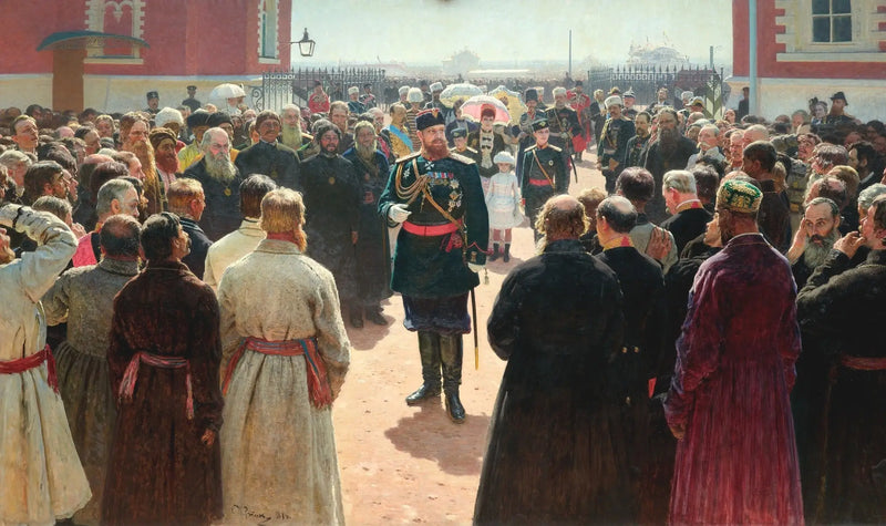 Přijetí Alexandra III. syndiky volostů na dvoře paláce Petrovski - Ilya Repin