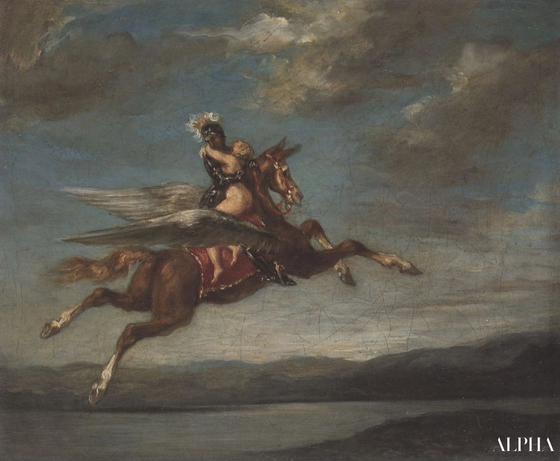 Roger enlevant Angélique sur l’hippogriffe - Eugène Delacroix - Reproductions de tableaux et peintures haut de gamme