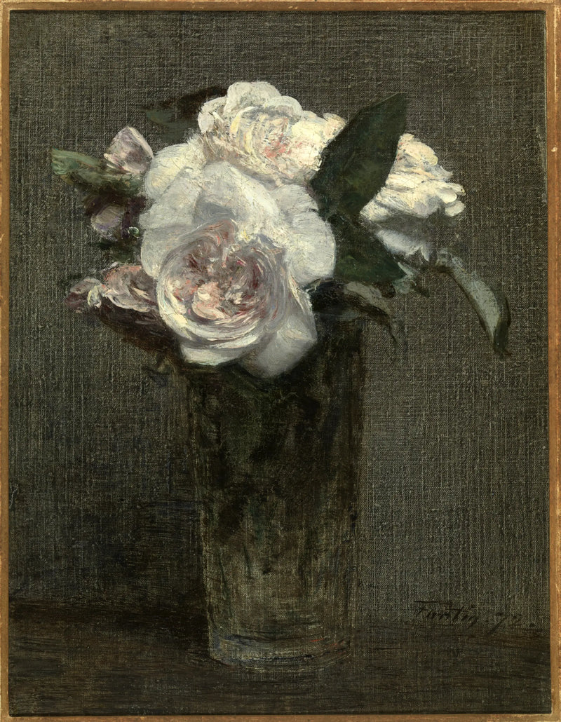 Bílá růže ve sklenici - Henri Fantin-Latour