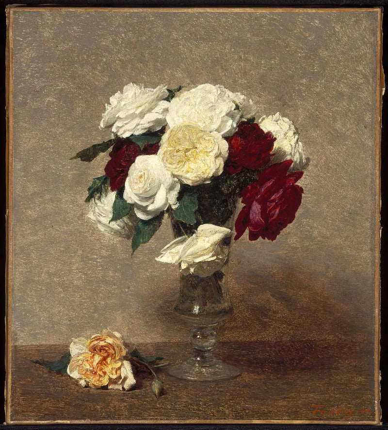 Růže v skleněné váze - Henri Fantin-Latour