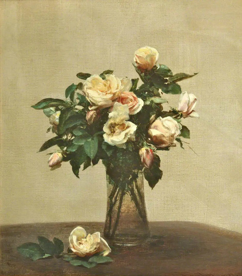 Růže v skleněné váze - Henri Fantin-Latour