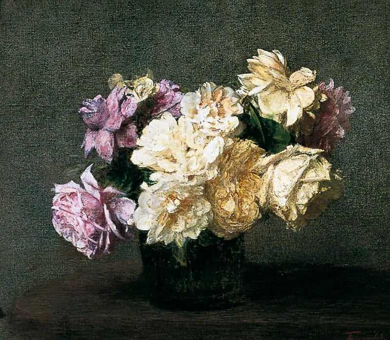 Růže, růže a žluté - Henri Fantin-Latour