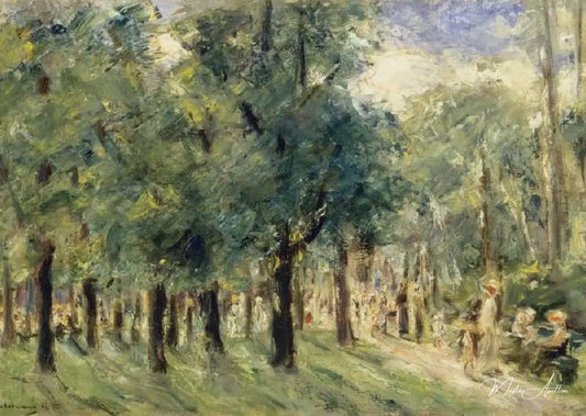 Route dans le jardin animalier avec des passants - Max Liebermann - Reproductions de tableaux et peintures haut de gamme