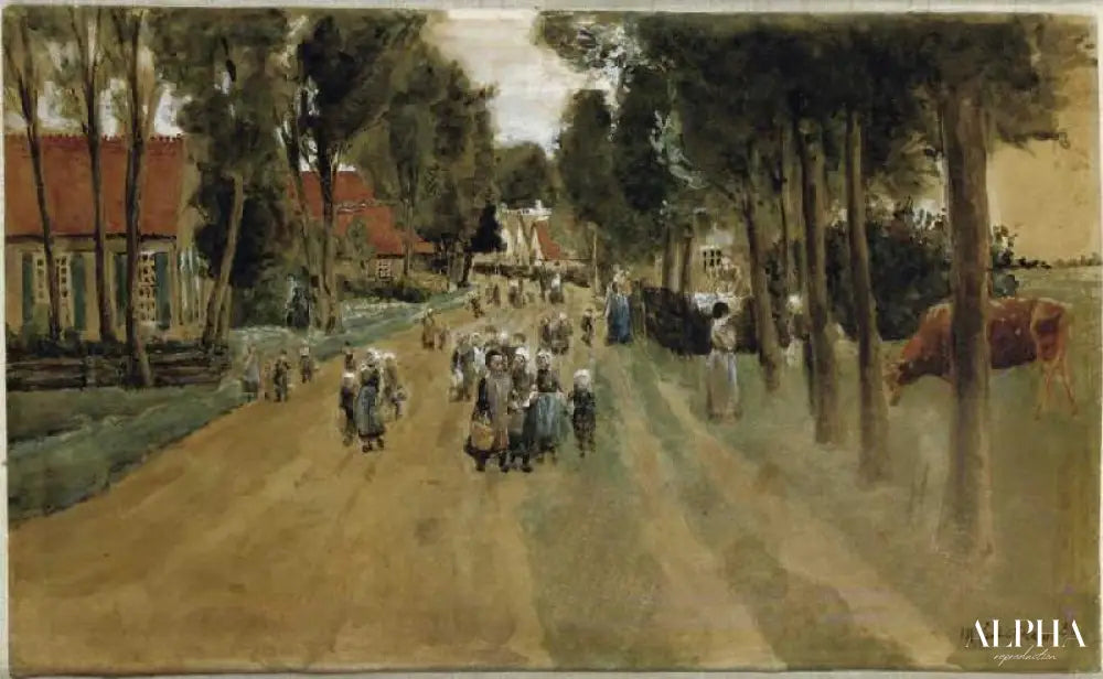 Rue du village avec des enfants à Zweeloo - Max Liebermann - Reproductions de tableaux et peintures haut de gamme