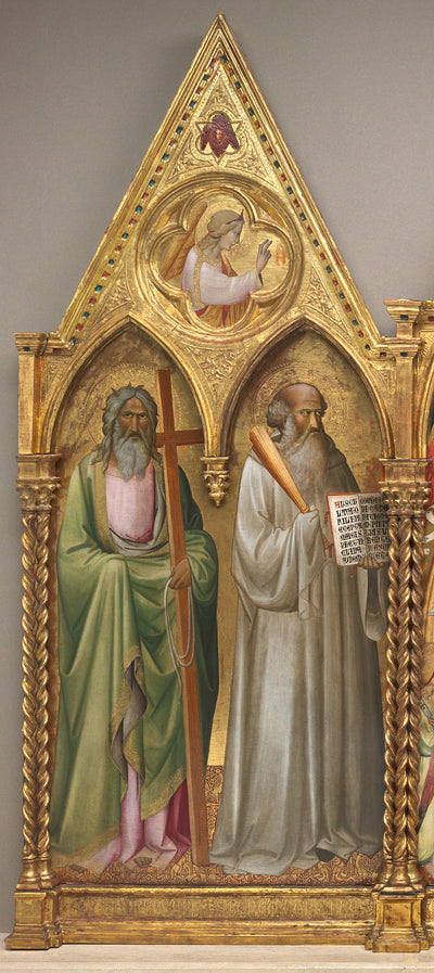 Saint André et Saint Benoît avec l’archange Gabriel [panneau de gauche] - Agnolo Gaddi - Alpha Reproduction