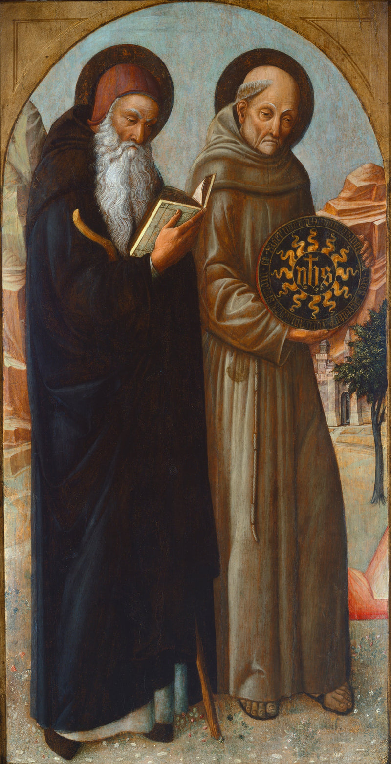 Saint Antoine l'abbé a svatý Bernardin z Sieny - Iacopo Bellini