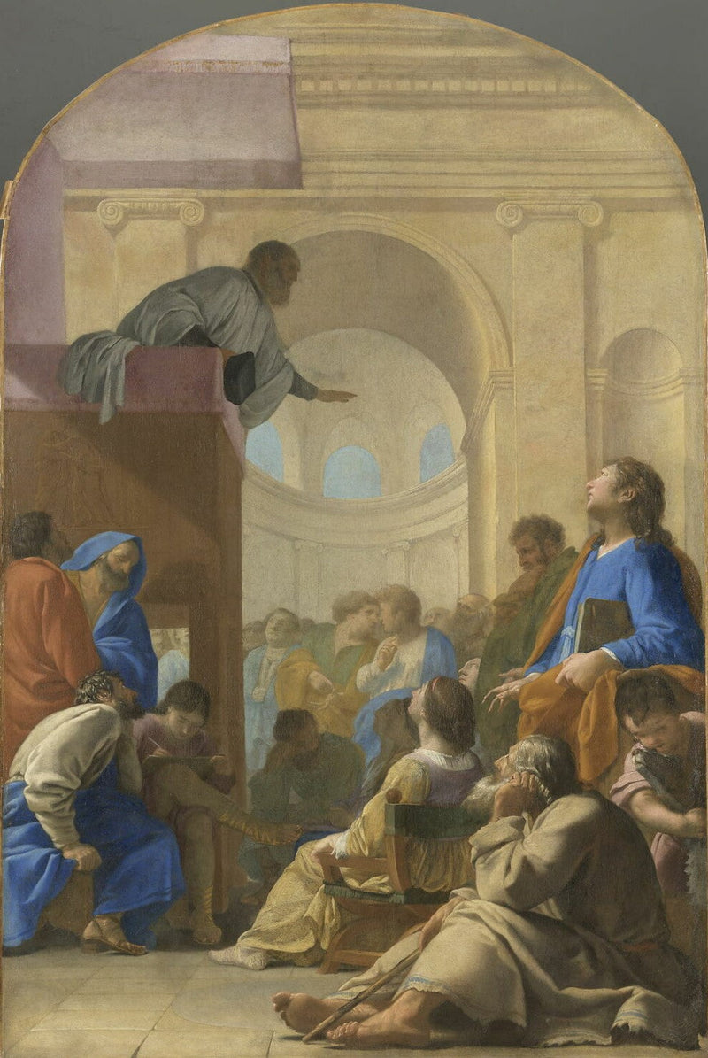 Svatý Bruno sleduje kázání Raymonda Diocrese - Eustache Le Sueur