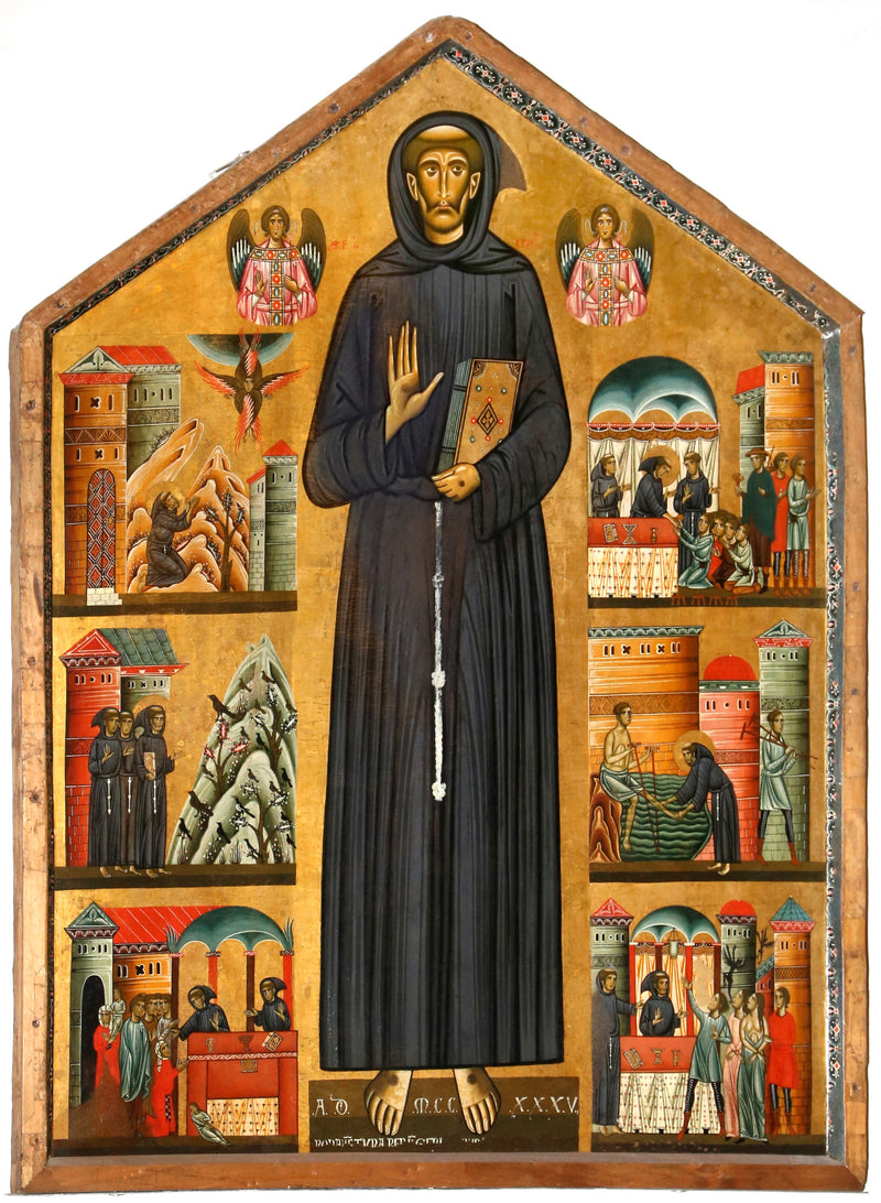 Sv. František z Assisi a šest scén ze svého života - Bonaventura Berlinghieri