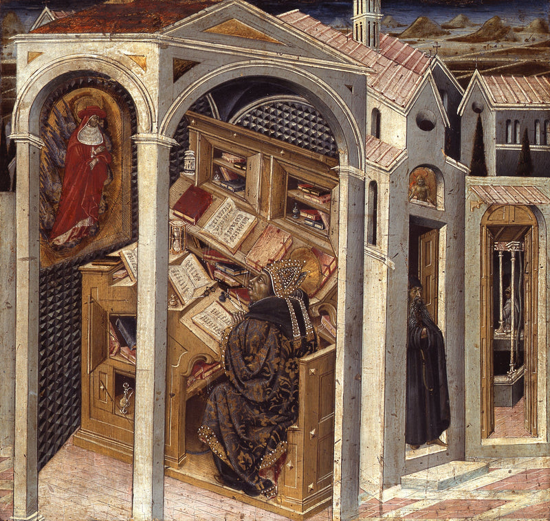 Svatý Jeroným se zjevuje svatému Augustinovi.jpg - Giovanni di Paolo