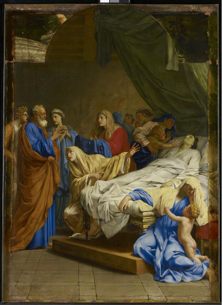 Světce svatého Petra vzkříšená vdova Tabitha - Eustache Le Sueur