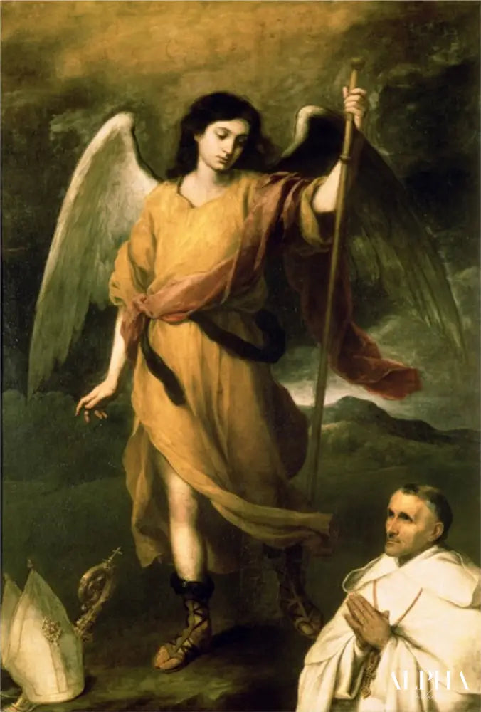 Saint Raphaël l'Archange avec l'évêque Domonte - Bartolomé Esteban Murillo - Reproductions de tableaux et peintures haut de gamme