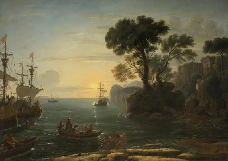 Pobřežní scéna s přistáním Eného v Latium - Claude Lorrain