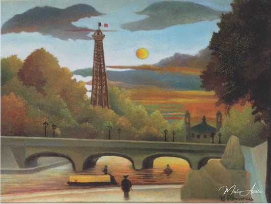 Seine et Tour Eiffel au soleil couchant - Henri Rousseau - Reproductions de tableaux et peintures haut de gamme