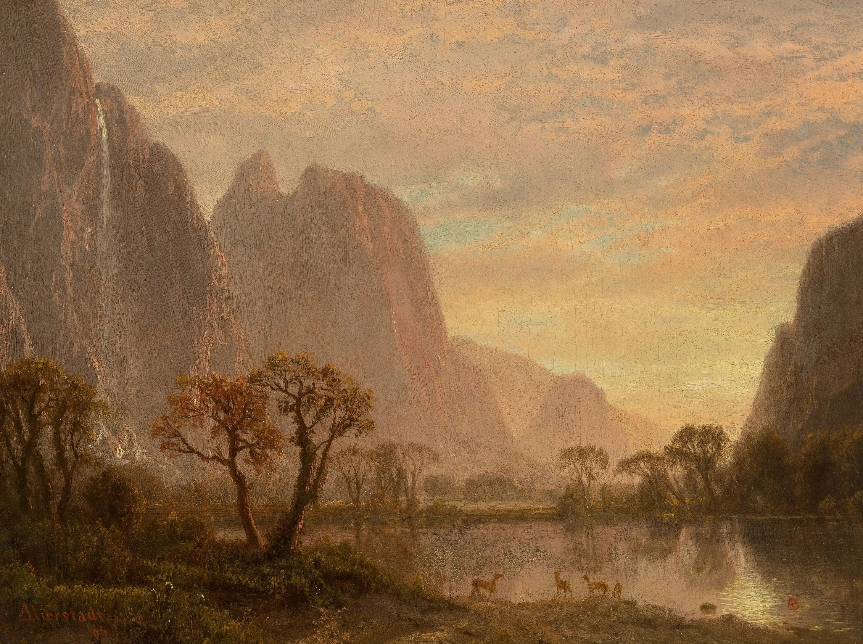 Sentinel Falls et Cathedral Peaks dans la vallée de Yosemite - Albert Bierstadt - Alpha Reproduction