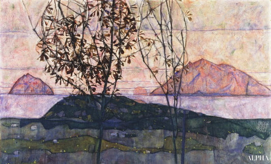 Soleil de réglage - Egon Schiele - Reproductions de tableaux et peintures haut de gamme