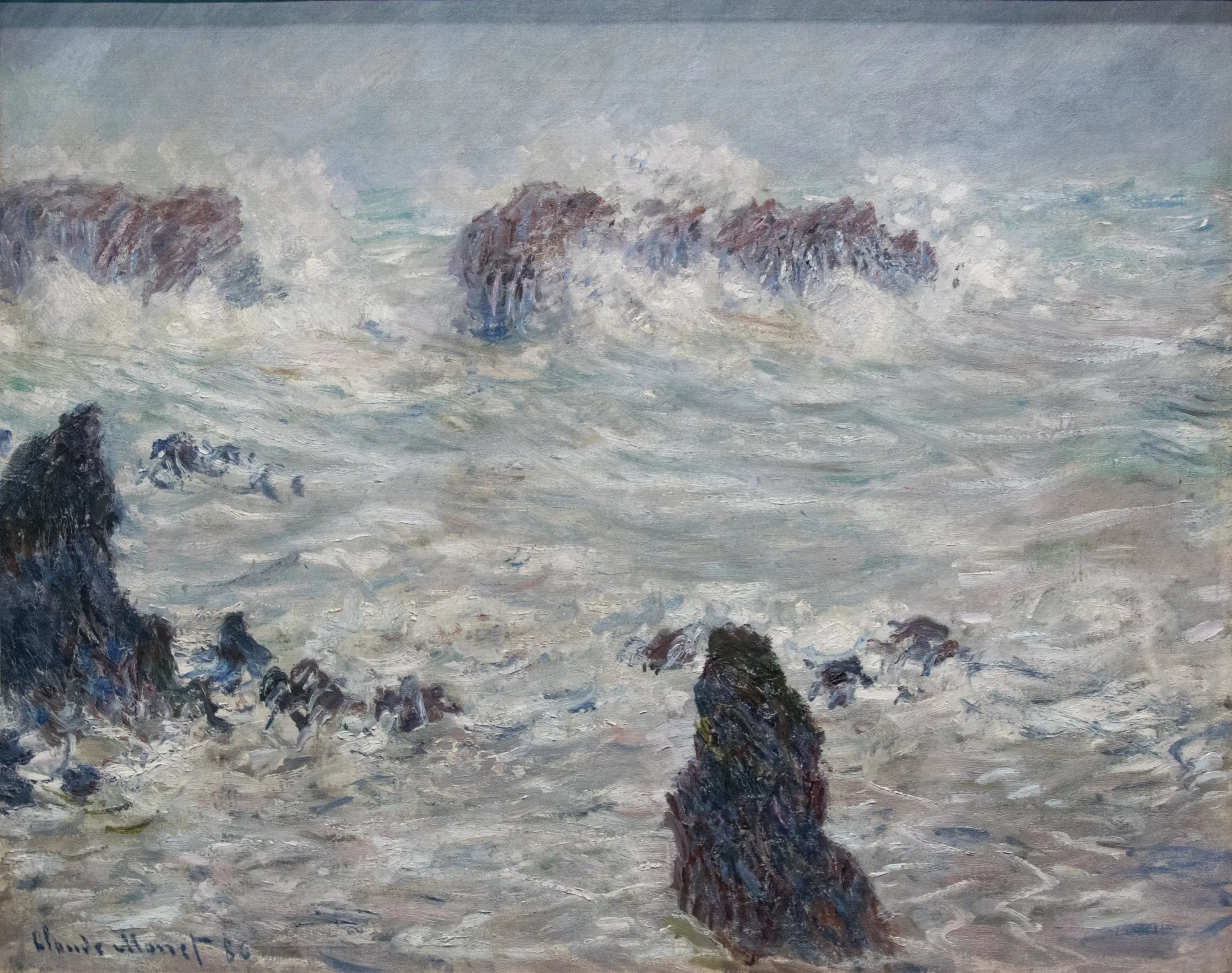 Reproduction du tableau « Tempête, côtes de Belle-Ile - Claude Monet » par Alpha Reproduction en peinture à l’huile