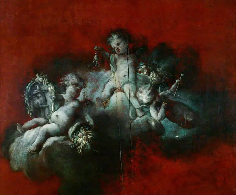 Tři Kupidové s znameními zvěrokruhu: Štír, Střelec, Váhy - François Boucher