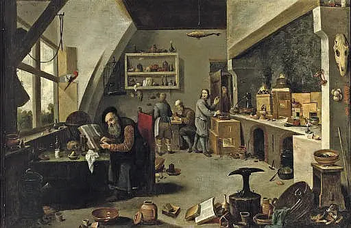 Alchymista ve svém ateliéru - David Teniers mladší