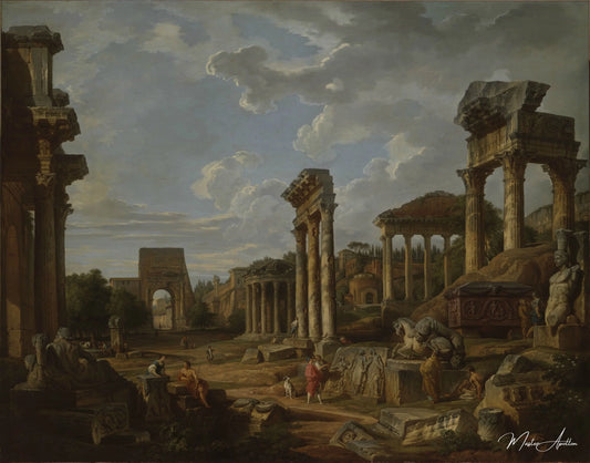 Un Capriccio du Forum romain - Giovanni Paolo Panini - Reproductions de tableaux et peintures haut de gamme