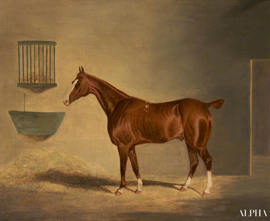 Un cheval alezan dans une écurie - John Frederick Herring Snr - Reproductions de tableaux et peintures haut de gamme