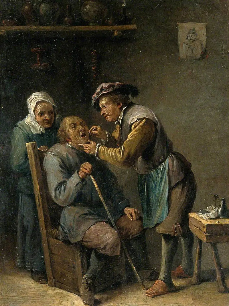 Chirurg pro léčení zubů muže sedícího - David Teniers le Jeune