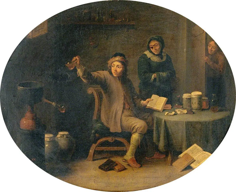 Muž zkoumá lahvičku s močí - David Teniers mladší