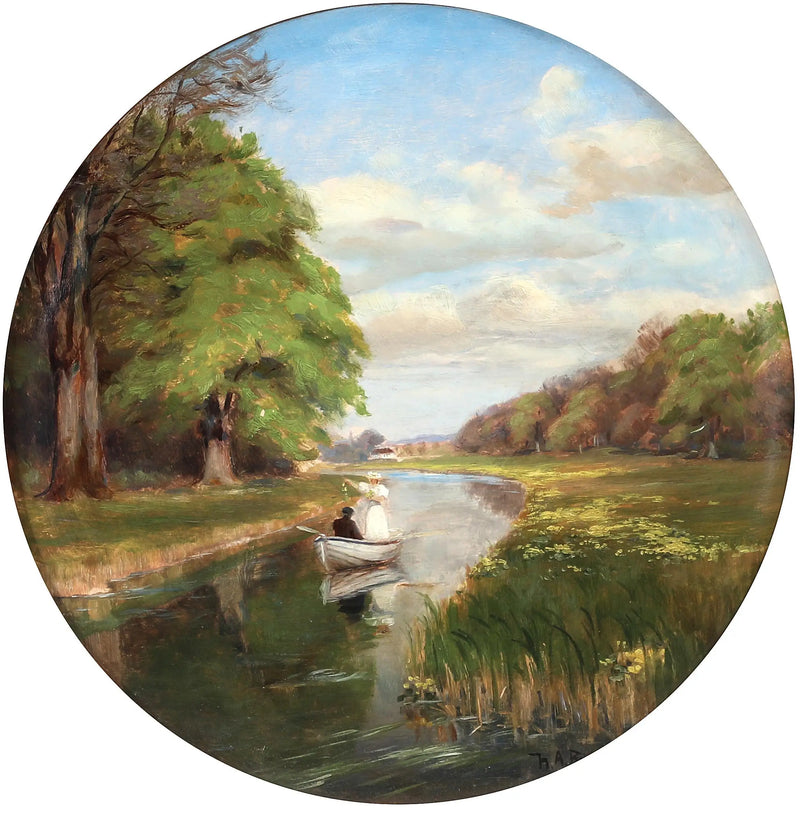 Mladý pár v člunu na Odense Å. - H. A. Brendekilde