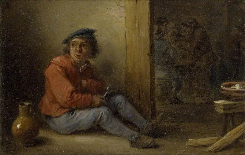 Mladý rolník sedící v interiéru - David Teniers le Jeune