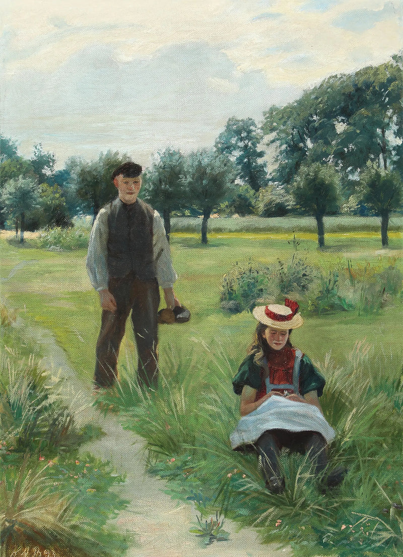 Letní den s mladým mužem a ženou. - H. A. Brendekilde