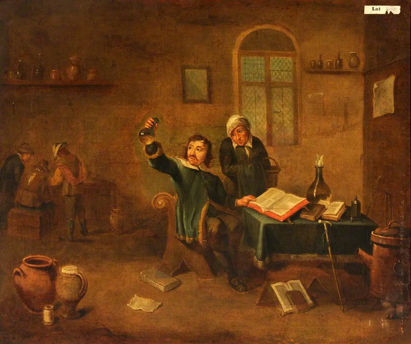 Lékař prohlížející lahvičku s močí - David Teniers le Jeune