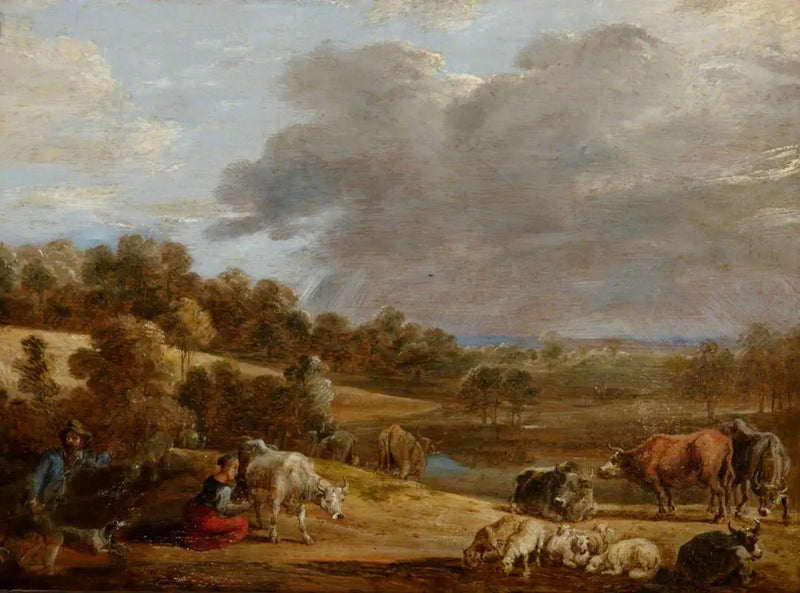 Landschaft mit une femme en train de traire - David Teniers le Jeune