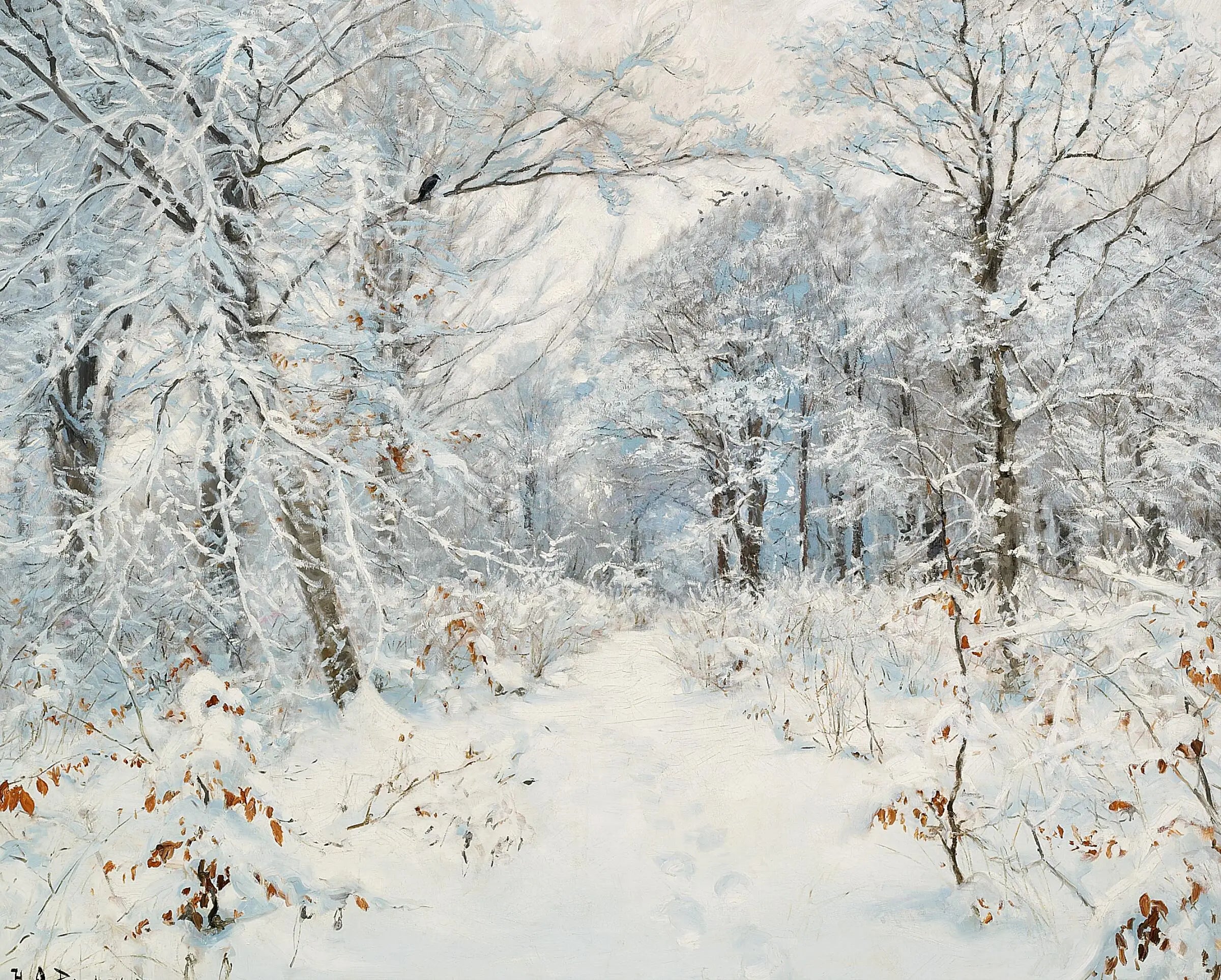 Un paysage de forêt d’hiver. - H. A. Brendekilde - Alpha Reproduction
