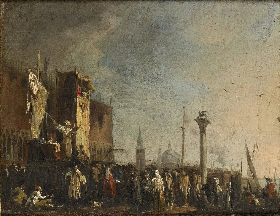 Un spectacle de marionnettes sur la Piazzetta Venise - Canaletto - Alpha Reproduction