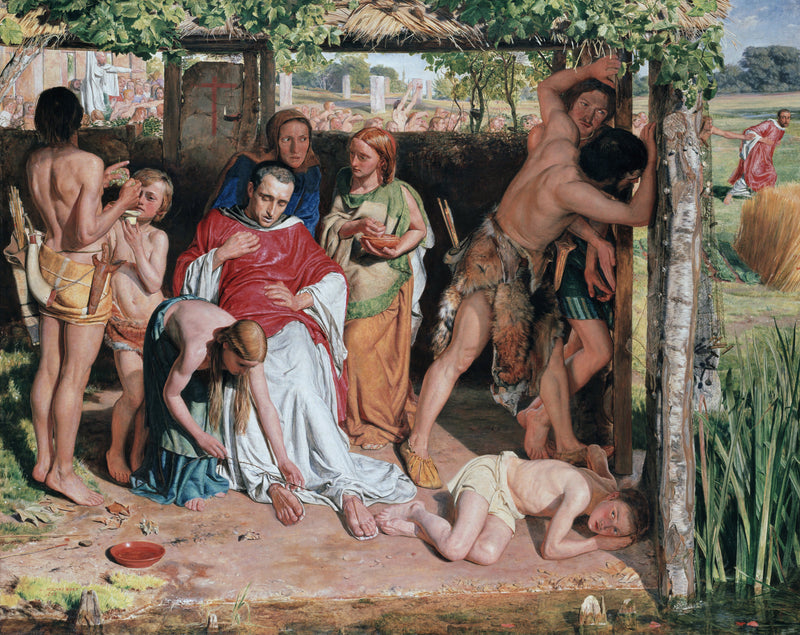 Britská rodina ubytovává pronásledovaného křesťanského misionáře druidy - William Holman Hunt