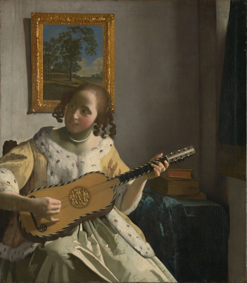 Žena hrající na kytaru - Johannes Vermeer