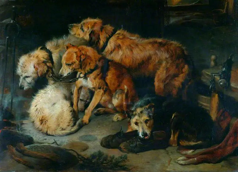 Oslava u krbu - Edwin Henry Landseer