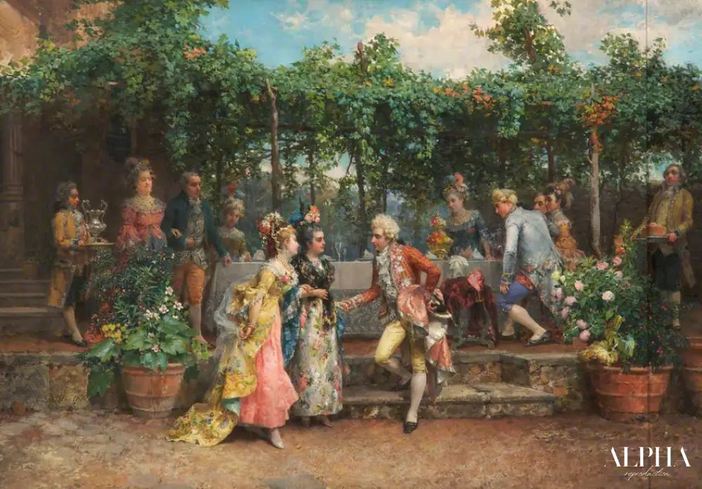 Une Garden Party - Cesare-Auguste Detti Reproductions de tableaux à la peinture à l’huile