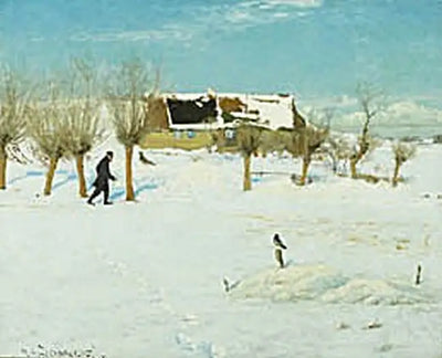 Une journée d’hiver à la campagne. - H. A. Brendekilde - Alpha Reproduction