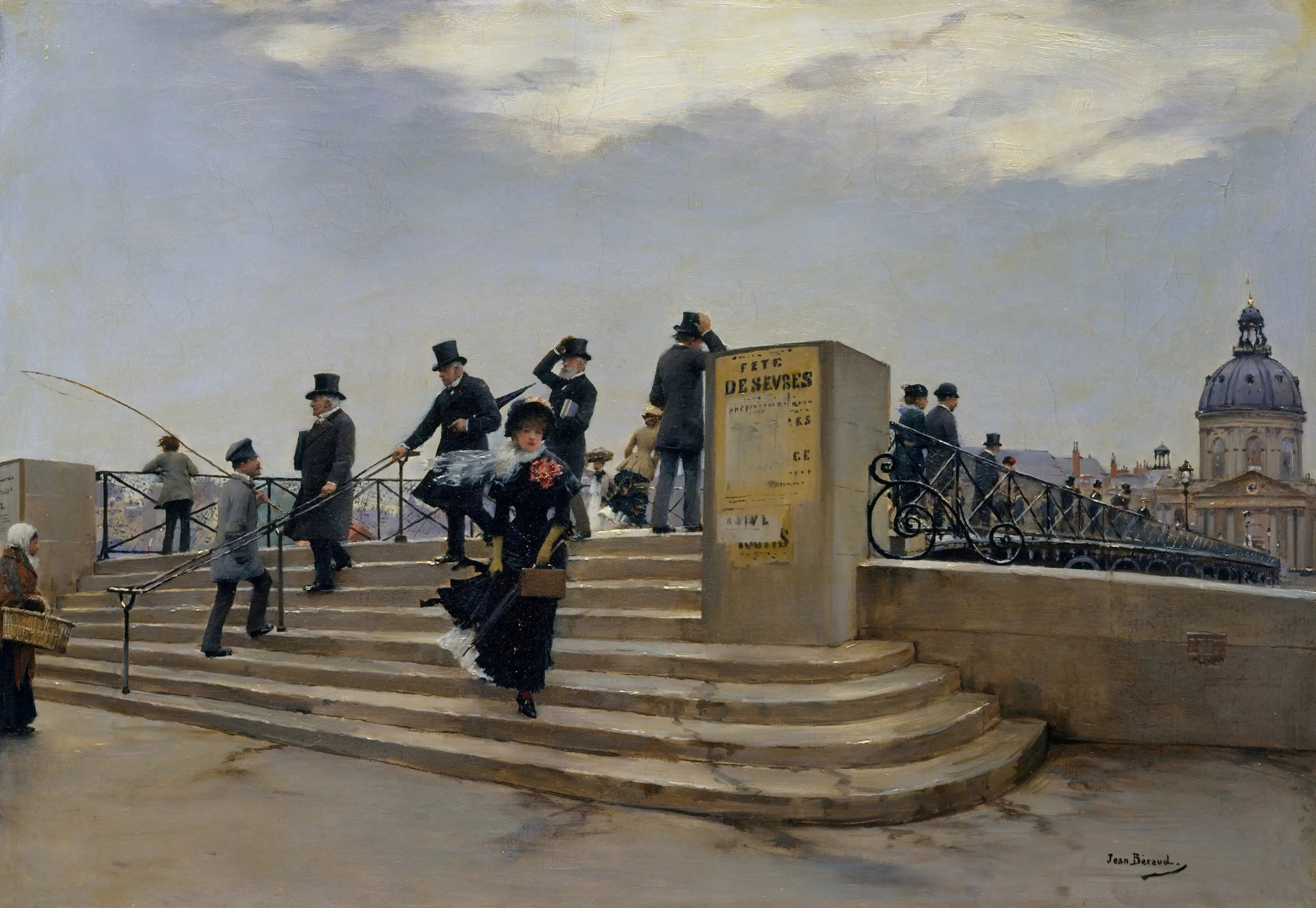 Une journée venteuse sur le Pont des Arts - Jean Béraud - Alpha Reproduction