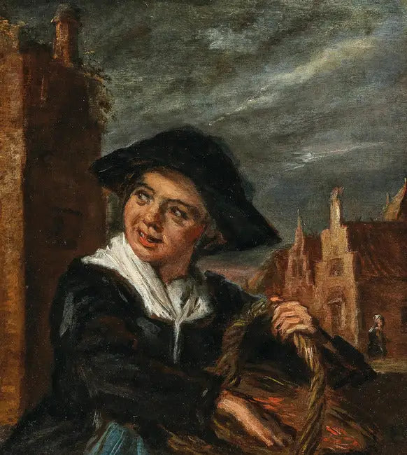 Une pêcheuse devant une place de ville - Frans Hals