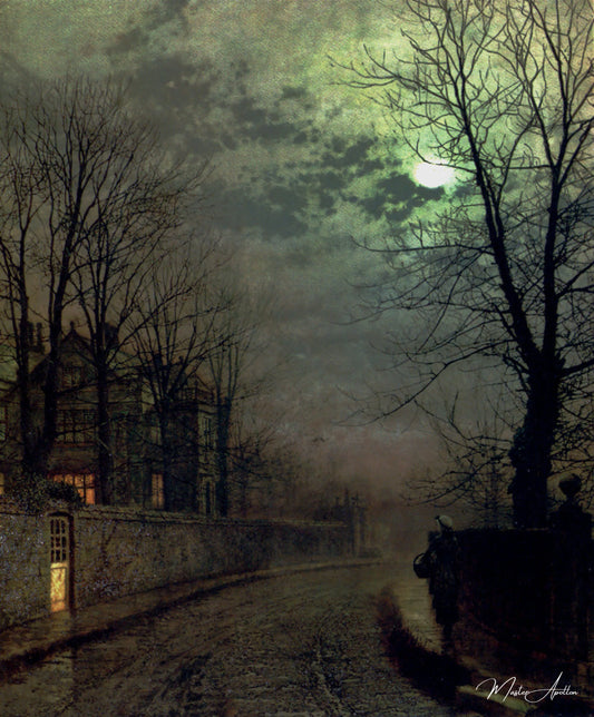 Une ruelle à Headingley, Leeds - John atkinson grimshaw - Reproductions de tableaux et peintures haut de gamme