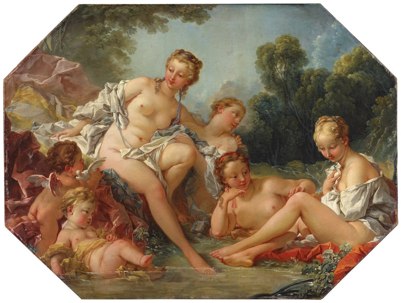 Venuše ve své koupeli obklopená nymfami a láskami - François Boucher