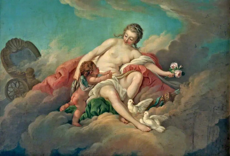 Venuše a Kupidón v oblacích - François Boucher