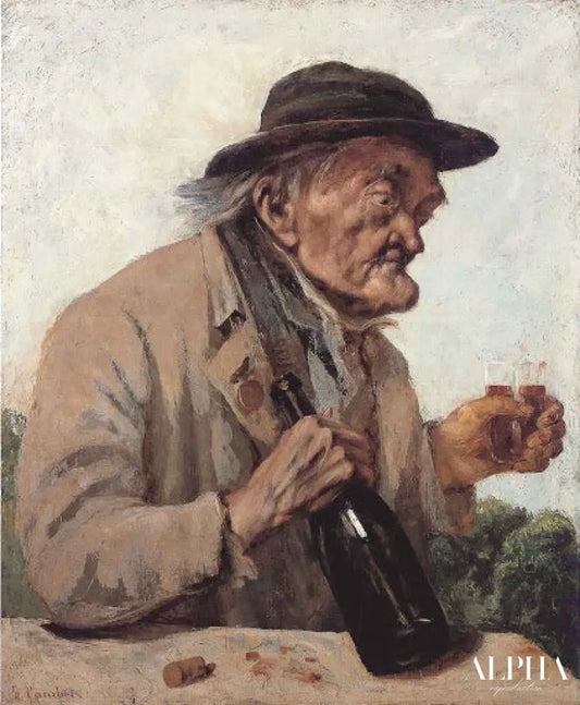 Vieil homme avec un verre de vin - Gustave Courbet - Reproductions de tableaux et peintures haut de gamme