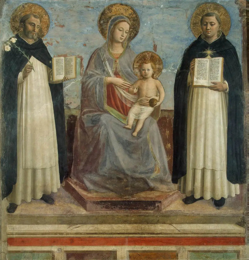 Panna s dítětem mezi svatými Dominikem a svatým Tomášem Akvinským - Fra Angelico