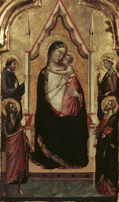 Panna a dítě na trůnu s svatými - Bernardo Daddi