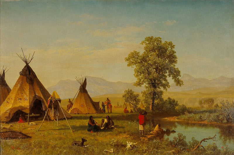 Vesnice Sioux u Fort Laramie - Albert Bierstadt